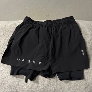 Size Small, Black color ASRV RIPSTOP 3" HIGH SPLIT LINER SHORT